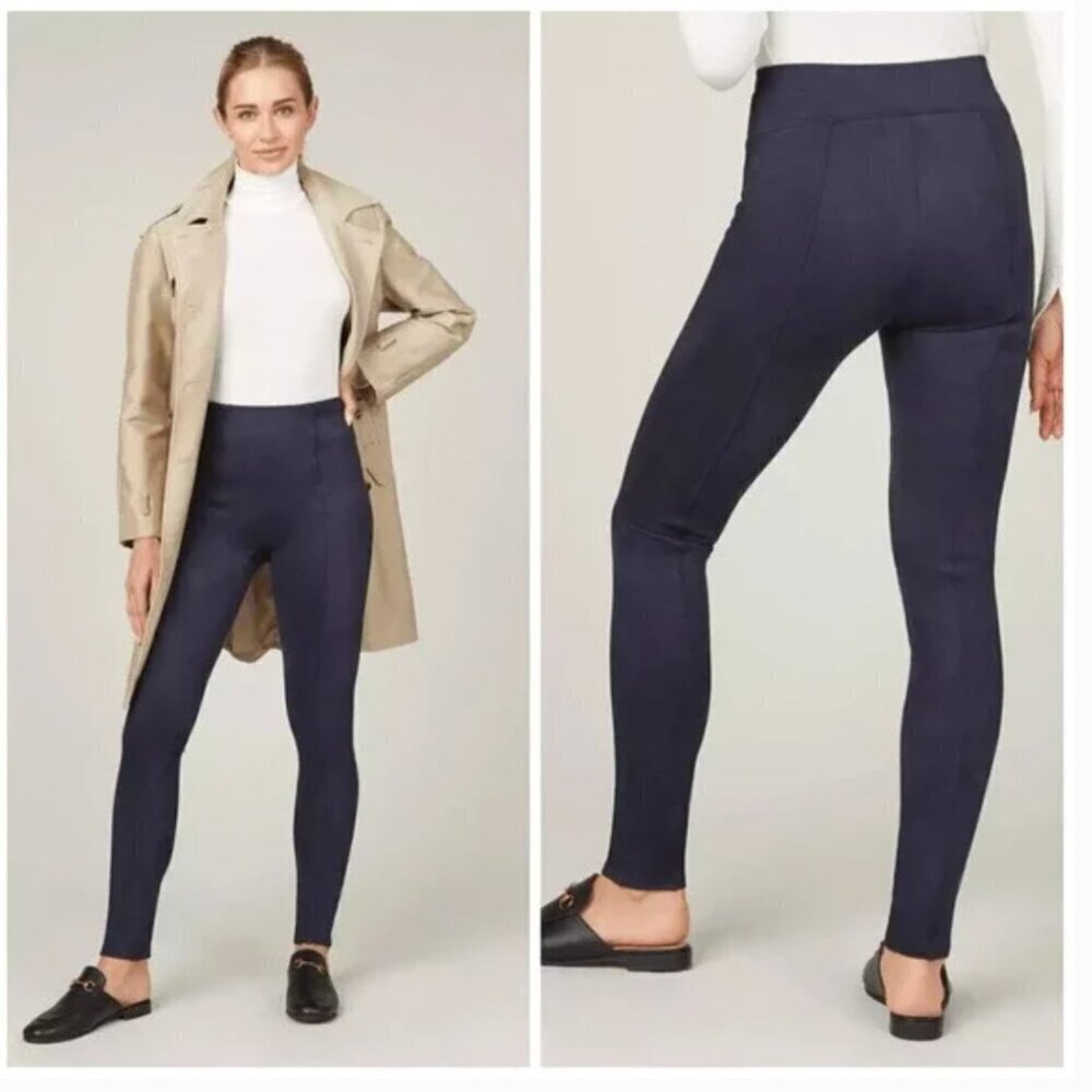 Spanx navy blue faux suede leggings